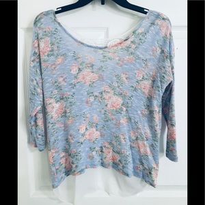 No Boundaries Sheer Floral Butterfly Blouse Top